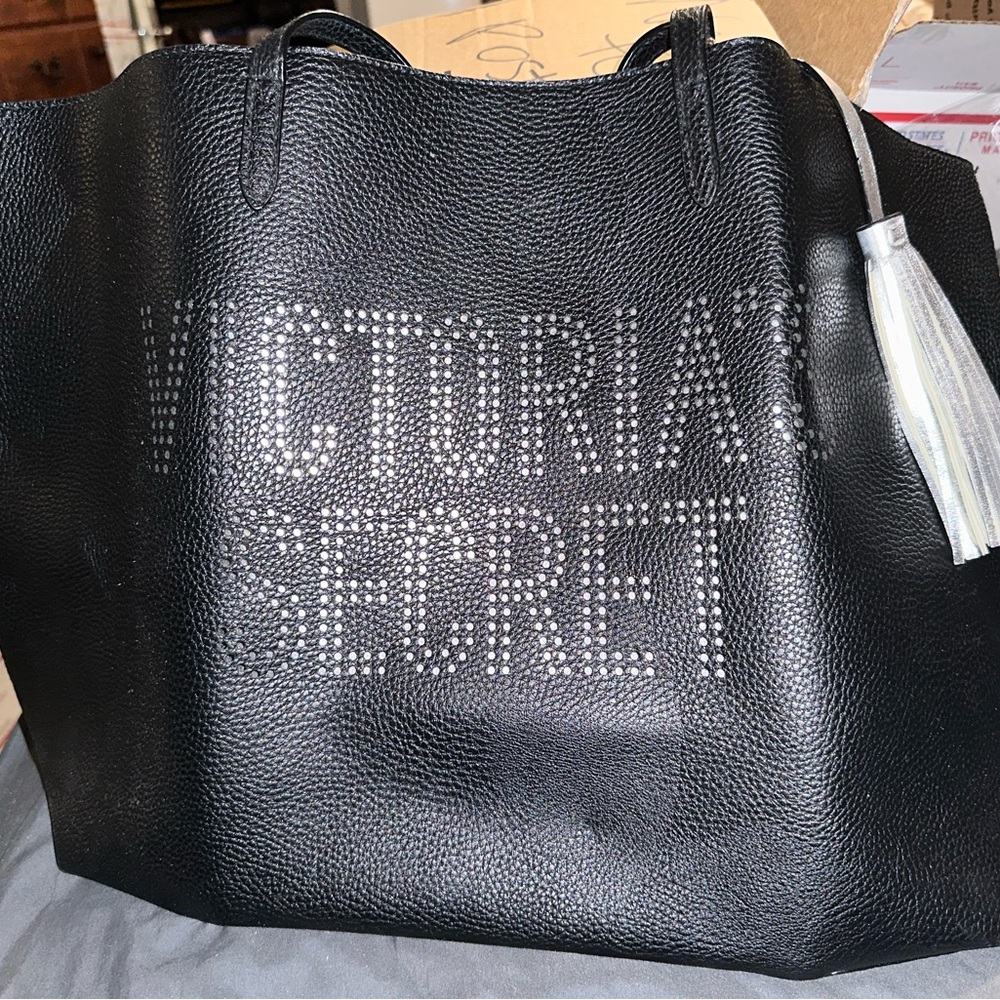 NWOT Victoria's Secret Black Tote Bucket Bag